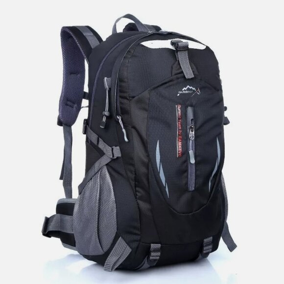 Black Black Men Women Travel Backpack Rucksack Camping Laptop Hiking School Book - Picture 1 of 7